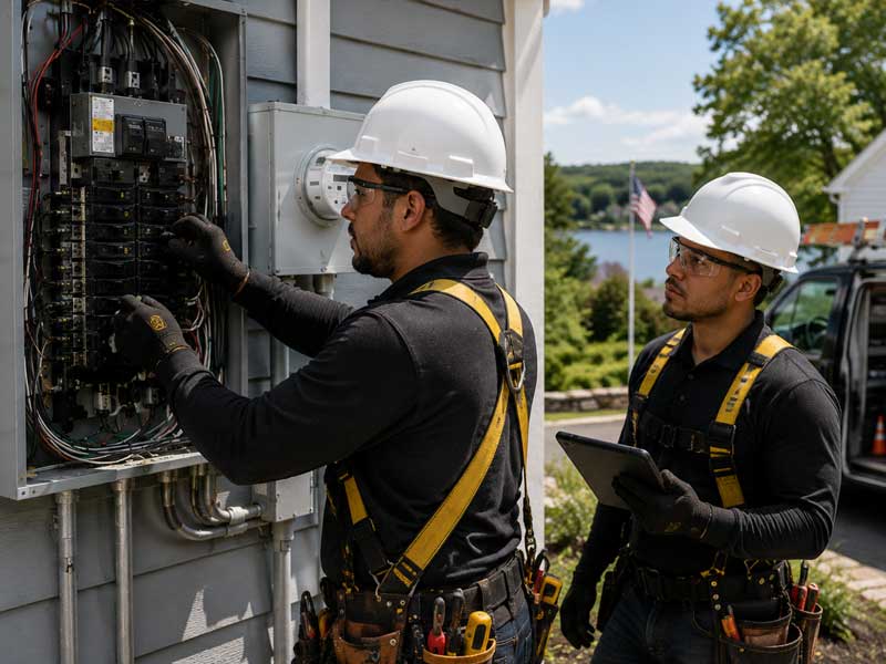 Installers performing upgrades, electrical preparation, and solar-related electrical work for homes and commercial