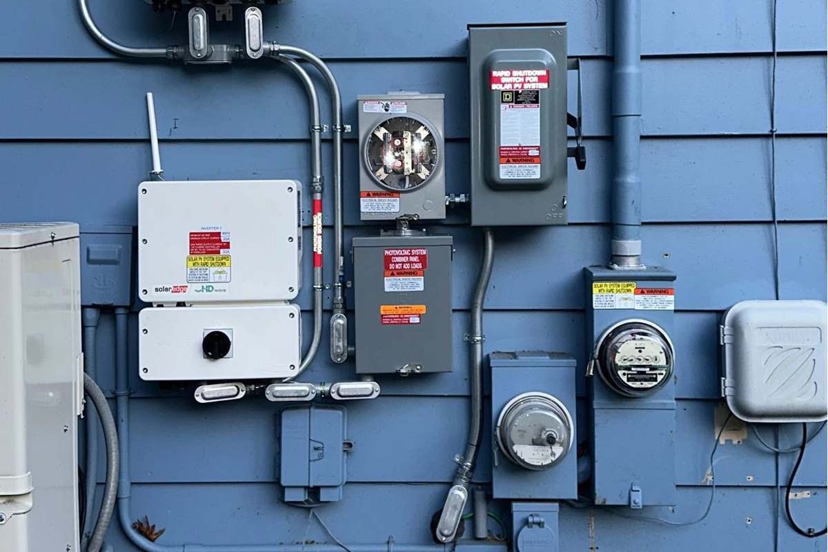 Exterior wall with electrical work