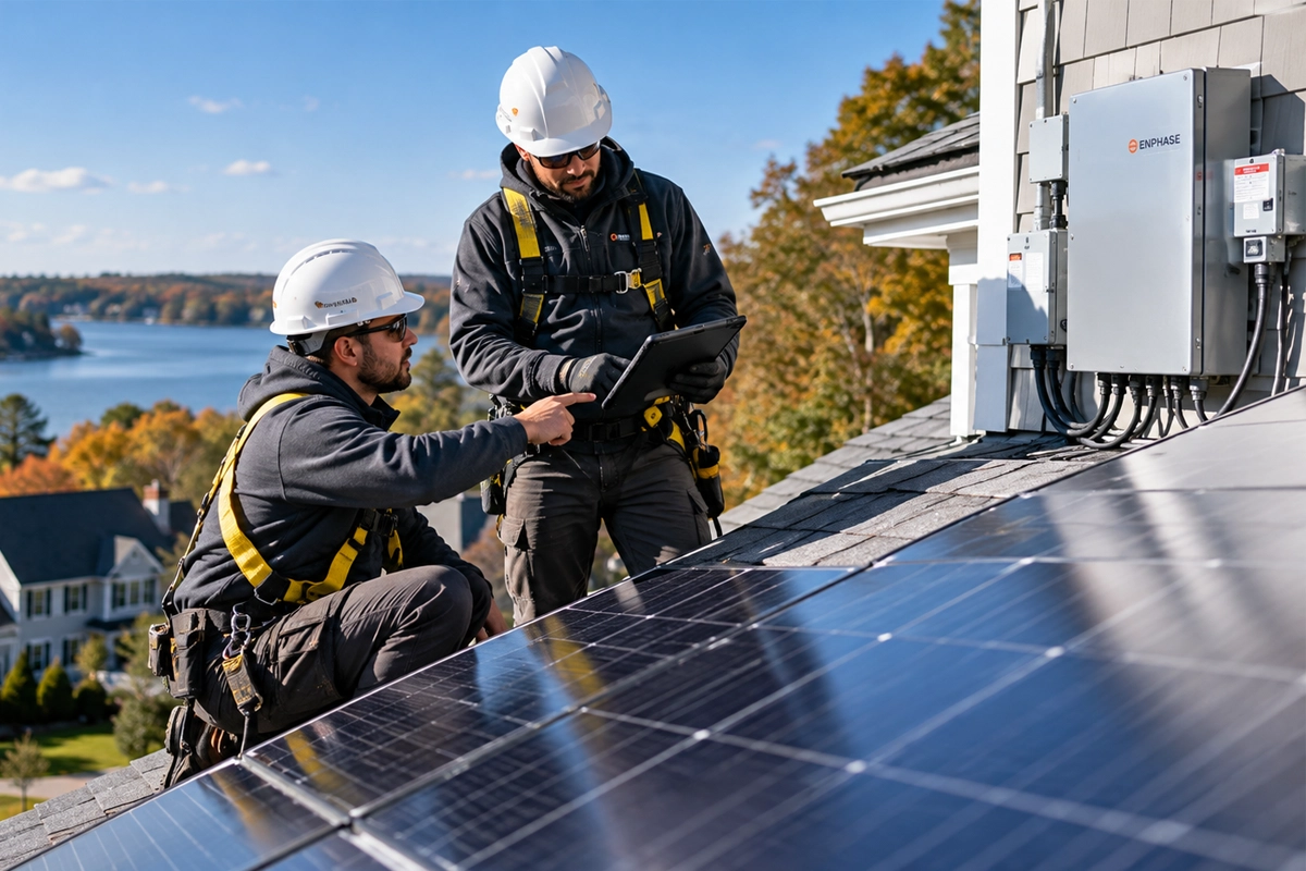 Installers reviewing installation