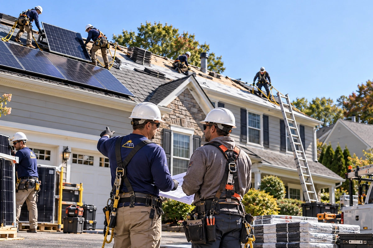 Crew of Solar and Electrical Contractors